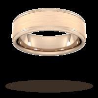 7mm Slight Court Extra Heavy matt centre with grooves Wedding Ring in 9 Carat Rose Gold - Ring Size P