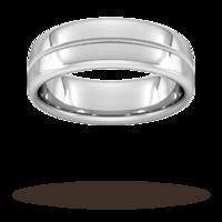 7mm Slight Court Extra Heavy Milgrain Centre Wedding Ring in 950 Palladium - Ring Size S