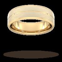 7mm Slight Court Heavy centre groove with chamfered edge Wedding Ring in 18 Carat Yellow Gold