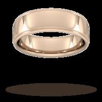 7mm Slight Court Extra Heavy polished finish with grooves Wedding Ring in 18 Carat Rose Gold - Ring Size U