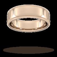 7mm Flat Court Heavy Milgrain Edge Wedding Ring In 18 Carat Rose Gold