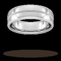 7mm Slight Court Extra Heavy Milgrain Centre Wedding Ring in 950 Palladium - Ring Size W