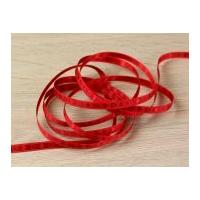 7mm Narrow Woven Satin Heart Ribbon Red