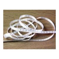 7mm Narrow Woven Satin Heart Ribbon White