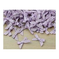 7mm Gingham Check Ribbon Bows Lilac