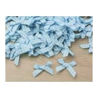 7mm gingham check ribbon bows pale blue