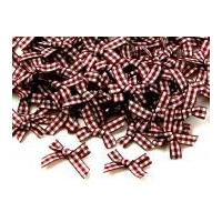 7mm Gingham Check Ribbon Bows Burgundy