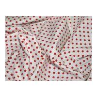 7mm Spot Print Cotton Poplin Fabric Red on White