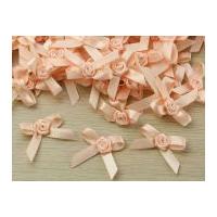 7mm Ribbon Bow With Rose Pale Peach