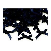 7mm Ribbon Bow With Rose Navy Blue