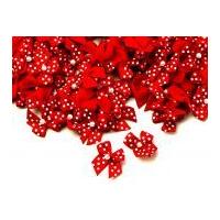 7mm polka dot ribbon bow with pearl red