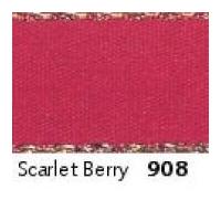 7mm Berisford Gold Metallic Edge Satin Ribbon 908 Scarlet Berry