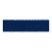 7mm Berisford Silver Metallic Edge Satin Ribbon 13 Navy Blue