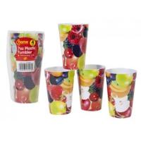 7oz Fruit Design 4 Piece Plastic Tumblers