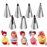7PCS Stainless Steel Russian Nozzles Pastry Bobbi Skirt Cake Nozzles Decoration Piping Wedding Cake Decorating Icing