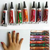 7pcs Nail Henna Multi Color Nail Polish Herbal Mehandi Tube For Beautiful Nail Art 5g