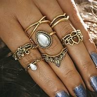 7pcsset midi rings unique design vintage alloy crown jewelry for party ...