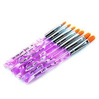 7PCS 2in1 AcrylicUV Gel Brush Set Nylon Hair Water Pattern Purple Transparent Acrylic Handle Nail Art