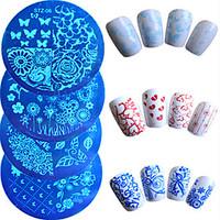 7pcs/set Hot Sale Fashion Nail Art Stamping Plate Colorful Flower Butterfly Lovely Heart Design Manicure Stencils Nail Tool STZ-691112141519