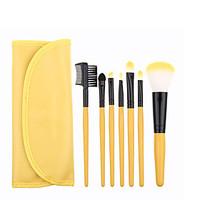 7pcs Yellow Makeup Brush Set Blush Brush Eyeshadow Brush Eyeliner Brush Eyelash Brush dyeing Brush Powder Brush Sponge Applicator Synthetic Hair