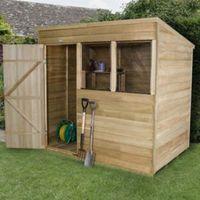 7X5 Pent Overlap Wooden Shed with Assembly Service Base Included