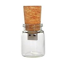 8 gb glass bottle with cork usb flash pen drive transparent