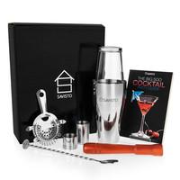 8 Piece Boston Cocktail Shaker Set with Cocktail Guide Book