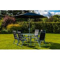8 Piece (6 Seat) Padded Garden Furniture Set in Black by Kingfisher