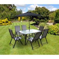 8 piece 6 seat padded garden furniture set in grey by kingfisher