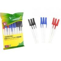 8 Black, 8 Blue & 4 Red 20 Pack Of Office Stick Pens