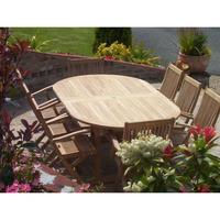 8 Seater Oval Teak Set with Folding Armchairs