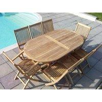 8 Seater Oval Teak Set with Folding Chairs and Armchairs