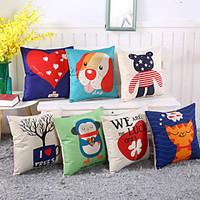 8 Style Cartoon Animal Cotton/Linen Pillow Cover Home Garden Pillow Case