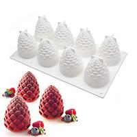 8 holes New DIY baking non-stick French dessert nuts pinecone shape mousse silicone cream mould white pastry cake mold bakeware m-41