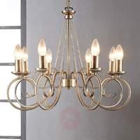 8-bulb Marnia chandelier in antique brass