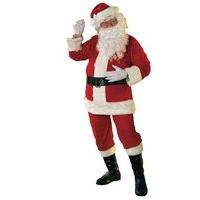 8 Piece Velour Santa Claus Father Christmas Xmas Full Costume Complete Outfit