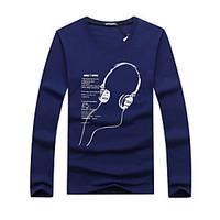 8 Colors Fashion Summer Men\'s Plus Size T Shirt Headset Cartoon Printed Casual T-shirt Youth Brand Cotton Round Neck Long Sleeve Tee Shirts