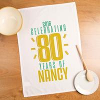80 Years of...Personalised Birthday Tea Towel