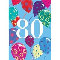 80 balloons eightieth age card