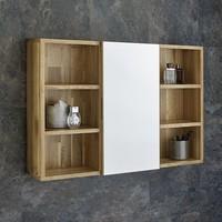 80cm wide solid oak wall mounted single door bathroom mirror cabinet w ...