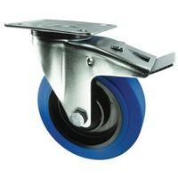 80MM SWIVEL CASTOR WITH BRAKE PLATE FIXING - RUBBER/STEEL