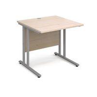 800mm straight desk in maple 800mm deep 25mm thick top single cable po ...