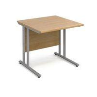 800mm straight desk in oak 800mm deep 25mm thick top single CABLE PORT ACCESS DELUX DOUBLE UPRIGHT LEGS FOR ST