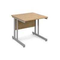 800mm straight desk in oak 800mm deep 1 cable port double upright leg  ...