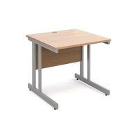 800mm straight desk in beech 800mm deep 1 cable port double upright le ...