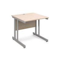 800mm straight desk in maple 800mm deep 1 cable port double upright le ...