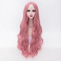 80cm Long Loose Wavy U Part Hair Pink Heat-resistant Synthetic Fashion Party Wig