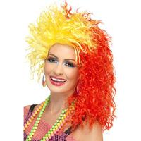 80\'s Red and Yellow Fun Girl Crimp Wig