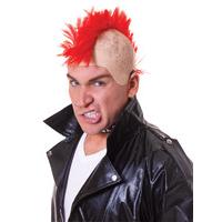 80\'s Red Men\'s Mohican Punk Wig