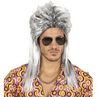 80\'s Mullet Wig Grey For Fancy Dress Accessory